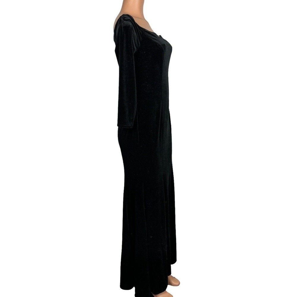TTY Bridal Women's Size 8 Black Off The Shoulder Velvet Mermaid Evening Gown - Picture 5 of 16